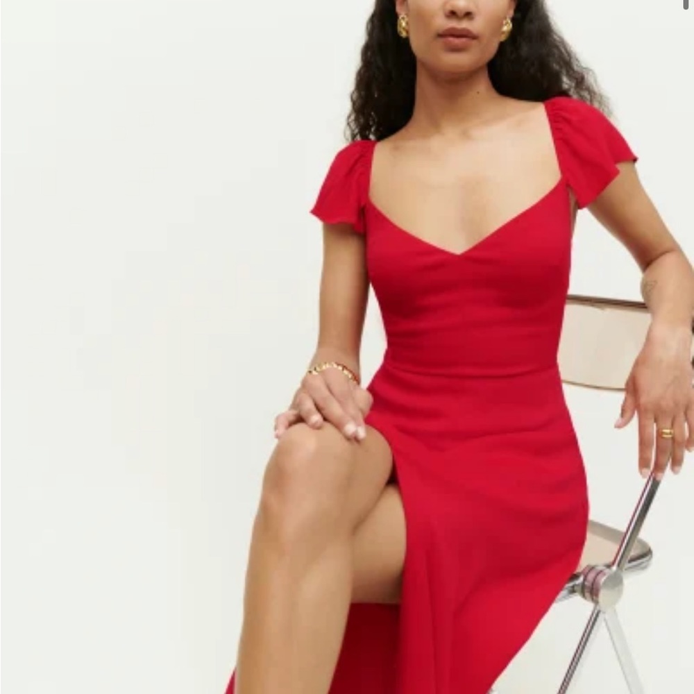 Reformation Baxley Dress Cherry
